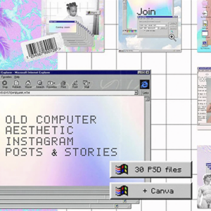 Creative Market - Old Computer Insta template Ps Canva
