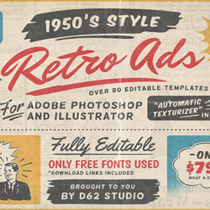 Creative Market - 1950s Retro Style Ad Templates