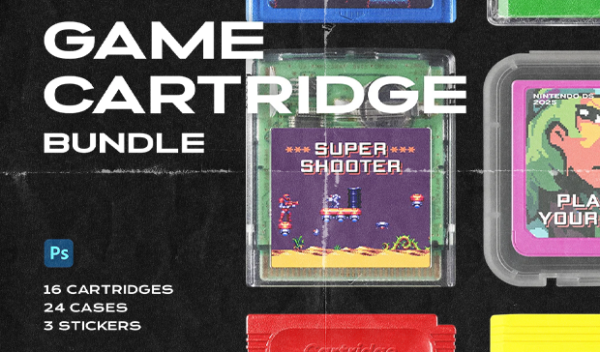 Creative Market - Game Cartridge Mockup Bundle Retro