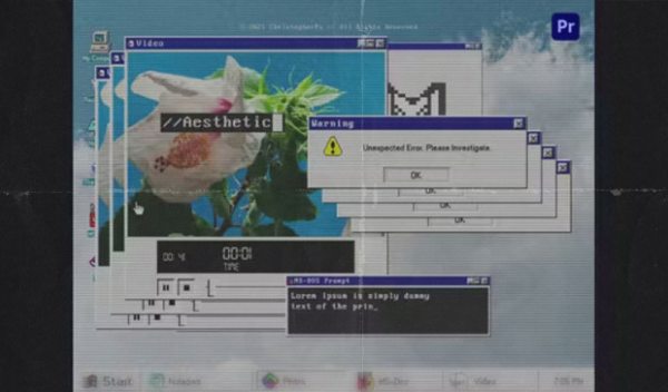 Retro Intro Mogrt Windows 95 Style