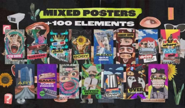 Mixed Posters & 100 Collage Elements