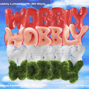 Creative Market - Wobbly Bubbly Letters with 3D Style