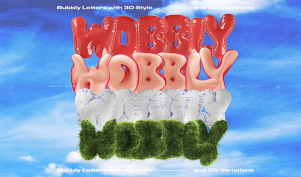 Creative Market - Wobbly Bubbly Letters with 3D Style
