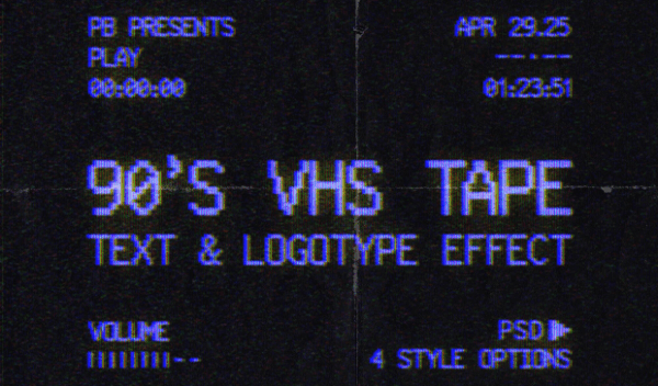 VHS Tape Text & Logo Effect