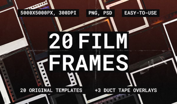Film Frames PSD & PNG Overlays
