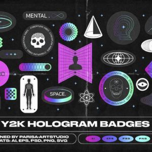Futuristic Hologram Badge Stickers