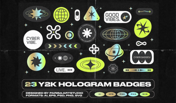 Y2K Hologram Badge Stickers